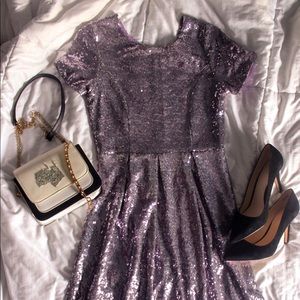 Purple Silver Midi Formal Party Dress 6/8/M